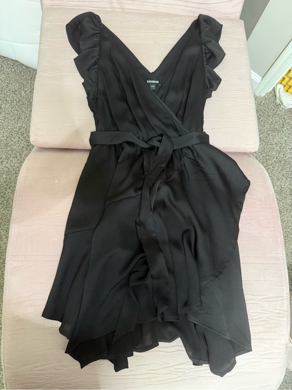Express Black Dress with Ruffle Sleeves